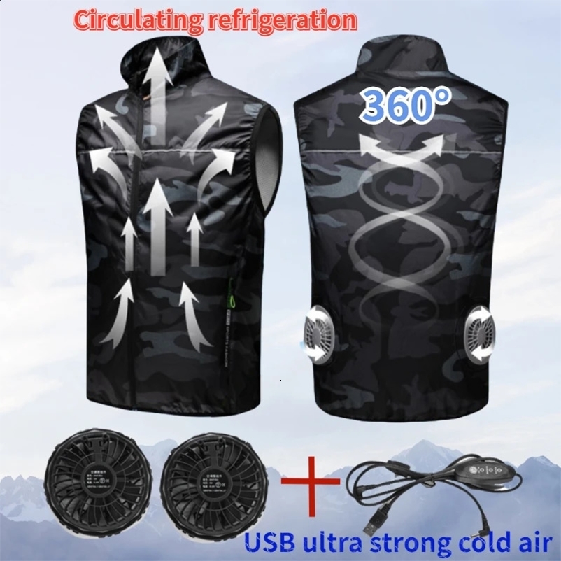 Summer Cool Vest Wearable Refrigeration Fan Vest Air Conditioner Clothes Outdoor Cooling Tactical Fishing Sleeveless Work Jacket 240912