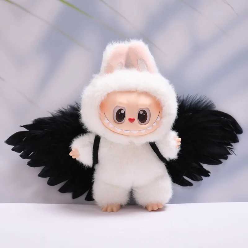 17cm Labubu Angel Devil Feather Wings Clothing Pendant Mini Plush Clothing Fashion Cute Animal Clothing Accessories Gift C250924