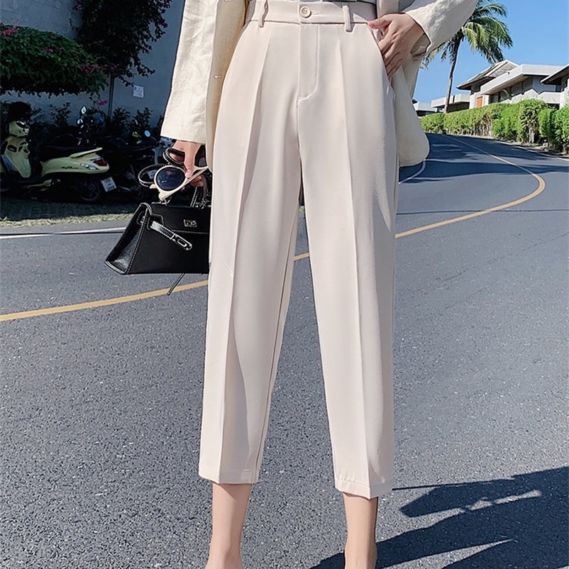 Women's Pants Capris Yitimoky Suit Woman High Waist Office Lady Harem Women Trousers Black Beige Korean Fashion Quality 221122