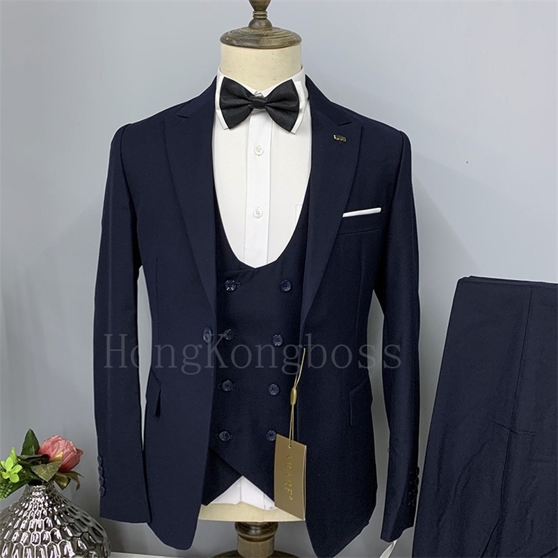 Men's Suits Blazers 3 Pcs Set Suit Blazers Vest Pants / Fashion Men's Casual Boutique Business Plaid Double Breasted Waistcoat Dress Coat 23