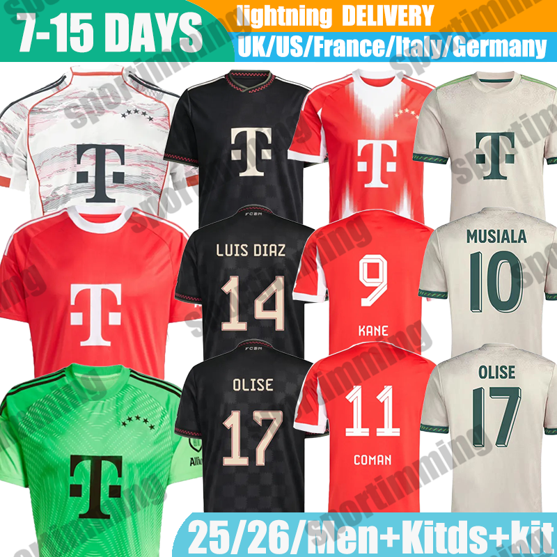 bayerns FC 24/25/26 Soccer Davies #19 Muller #25 Musiala #42 de Ligt #4 J. Palhinha #16 2025 football Shirt Men Kids kit