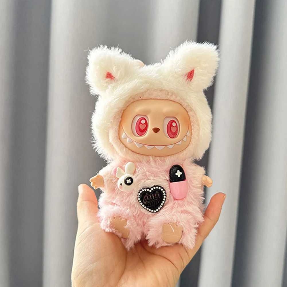 Mini Plush DollS Clothes Cute Outfit Accessories For Labubu V1 V2 Korea Kpop Idol Dolls Goose Dinosaur Macaron Clothing Gifts C250924