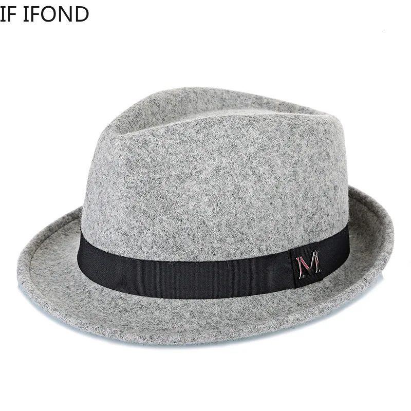 Men Winter Thick Warm Felt Fedora Hats Wool Gentleman Jazz Cap Homburg Male Classical Narrow Brim Top Hat 250919