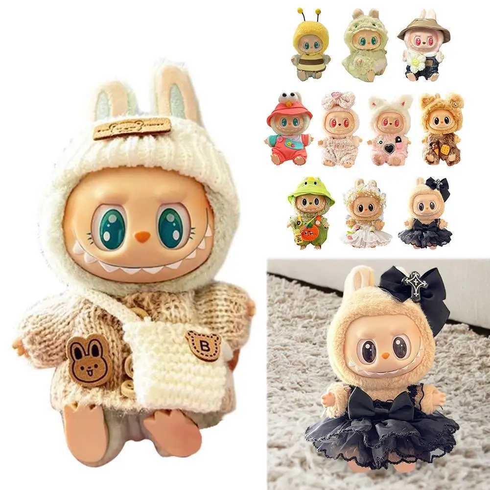 17cm Mini Plush Dolls Clothes Outfit Accessories for Labubu Dolls Sit Party Overall Cartoon Cute Animal V1V2 Idol Clothing Gift C250924
