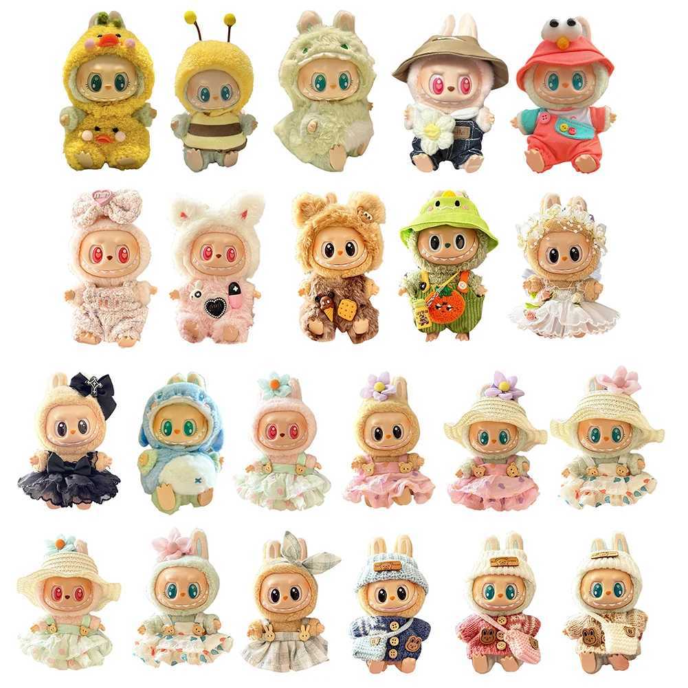 17cm Mini Plush Dolls Clothes Outfit Accessories for Labubu Dolls Sit Party Overall Cartoon Cute Animal V1V2 Idol Clothing Gift C250924