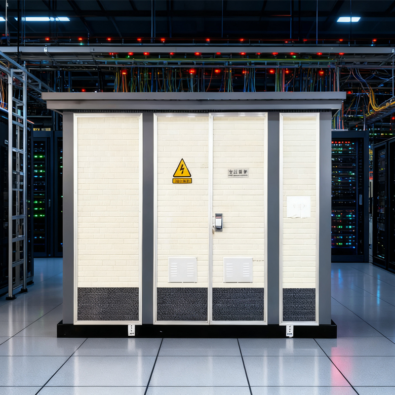 Durable 630kVA Stationary Power Cabinet w/ Transformer & Circuit Protection