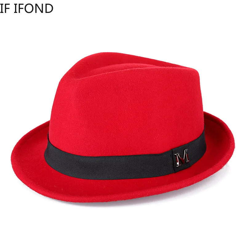 Men Winter Thick Warm Felt Fedora Hats Wool Gentleman Jazz Cap Homburg Male Classical Narrow Brim Top Hat 250919