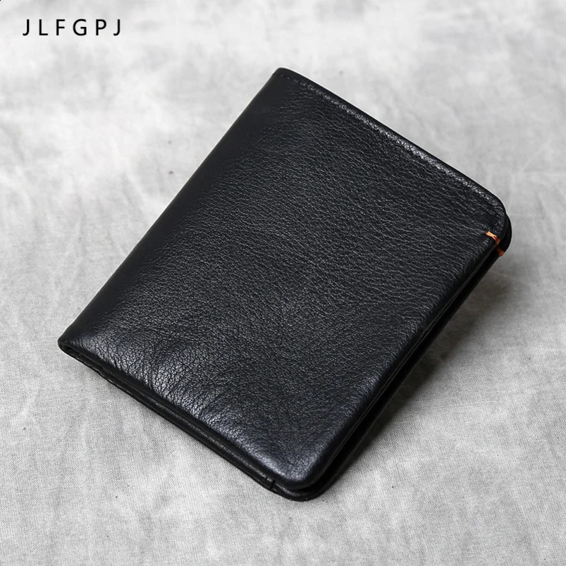Leather wallet mens short sleeved handmade top cowhide retro casual edition ultrathin 240810