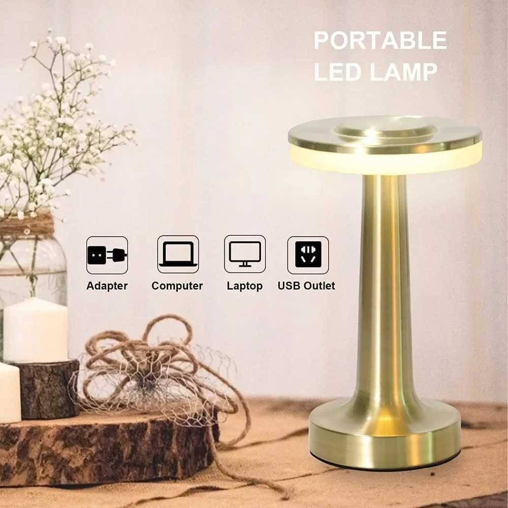 Rechargeable LED Touch Control Table Lamp 1800mAH Cordless Bedside Light 3Color Dimmable with 60H Battery for BedroomOffice C251115