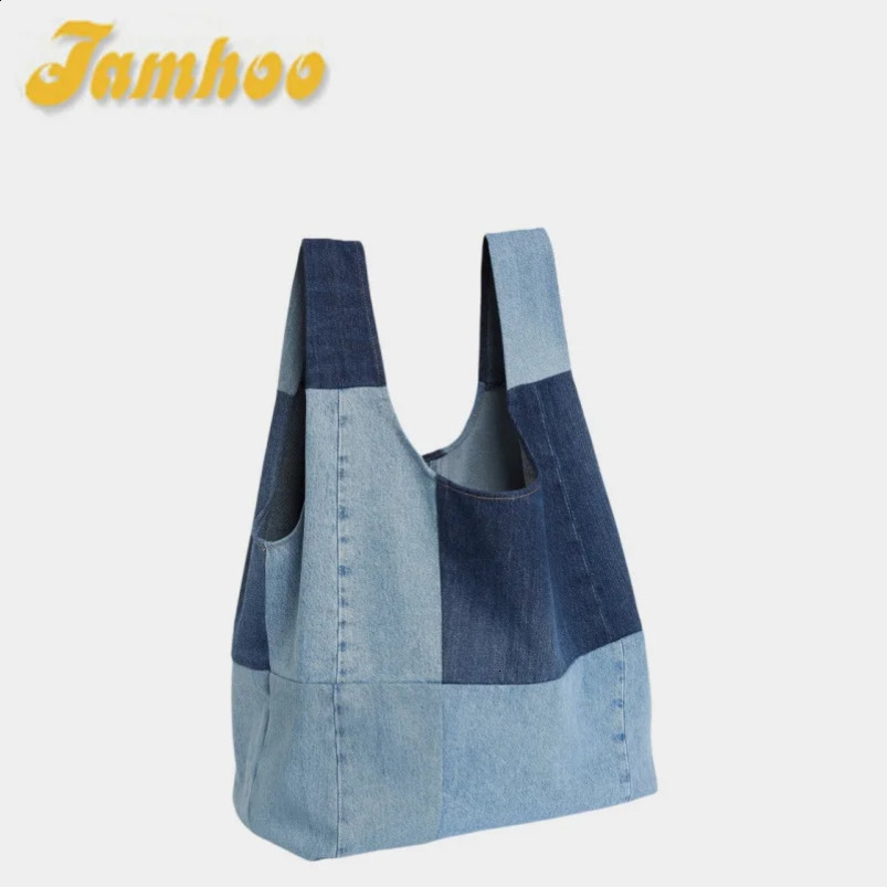 Jamhoo Retro Patch Work n Womens Shoulder Bag Fashion Cowboy Handbag Large Capacity Jeans Bolsa 240919