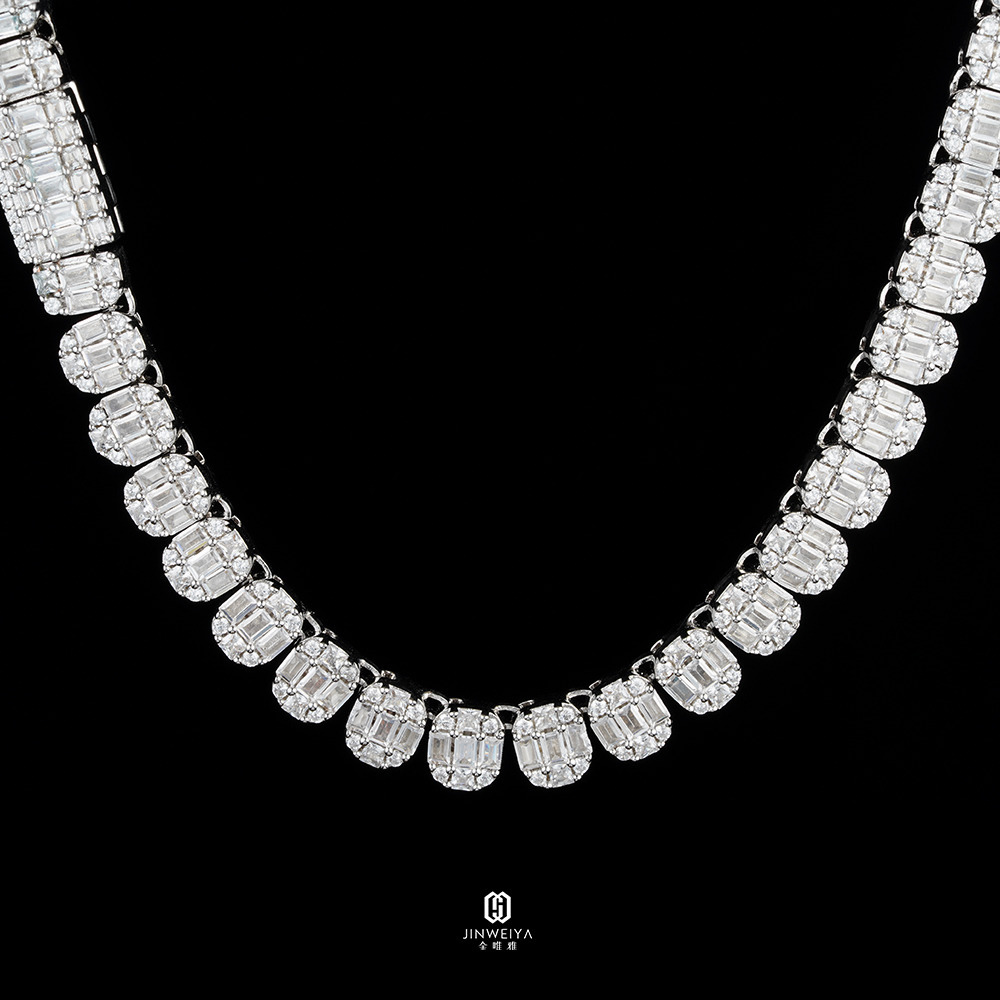 Pass Diamond Tester Large Stock Hip Hop Jewelry VVS Moissanite Diamond 925 Silver Iced Out Tennis Chain Necklaces