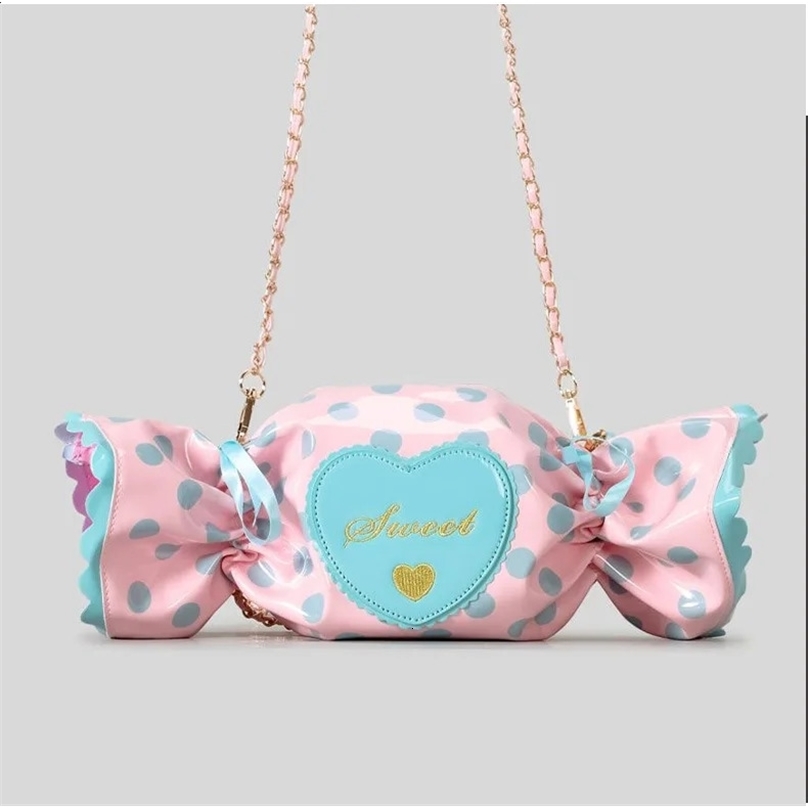 Cute candy female cross body bag creative and interesting shoulder bag colorful PVC bag girl Harajuku love wallet 240907