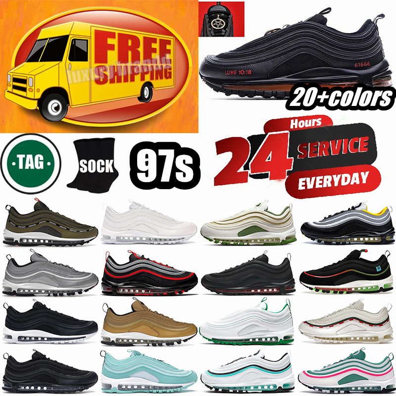 Triple Black 97 designer shoes running sneakers 97s Triple White Wolf Grey Golden Bullet Silver Bullet mens sports trainers size 36-45