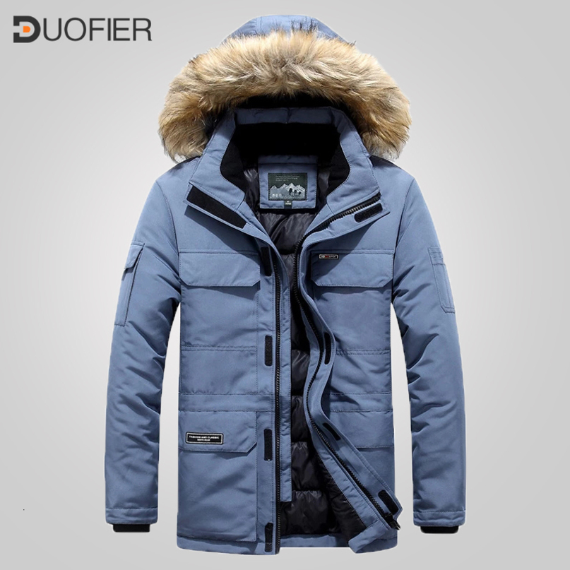 Mens Down Parkas Winter White Duck Male Casual Thick Warm Puffer Jacket Big Fur Hooded Windbreaker Jackets Detachable Hat Coats 221129