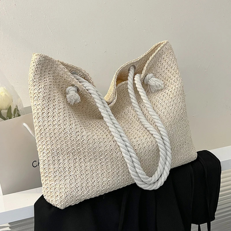 Straw Weave Tote Summer Beach Bags for Women Large Capacity Fashion Shoulder Bag Lady Handbags and Purses 240730