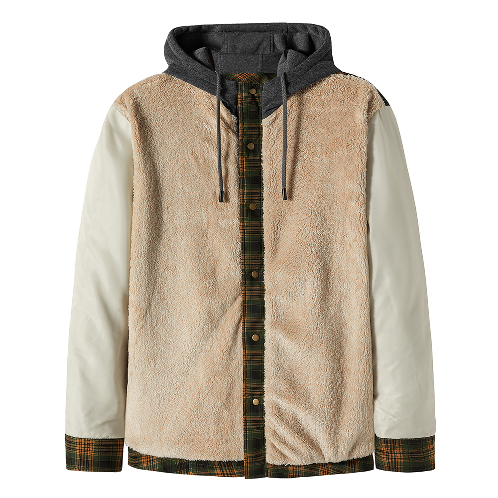 Men's Jackets Flannel Shirt Thickened 2025 Casual Loose Hooded Button Coat Spring and Autumn Classic Plaid Men's Tops with Pockets