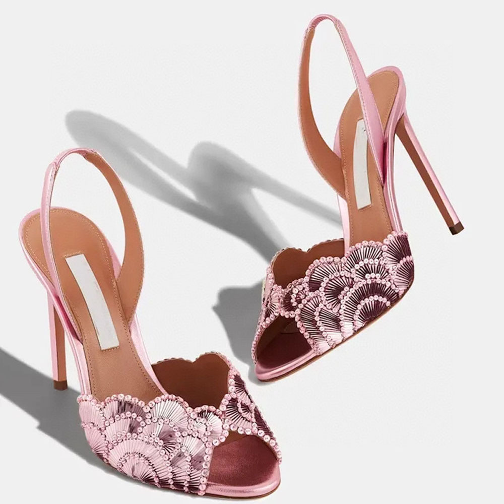 new Shine glitter 105mm Stiletto Heel Sandals Women's Fashion Sexy high heeled Luxury Designers Evening shoes Back Strap Sandals slippers Bring box 35-42