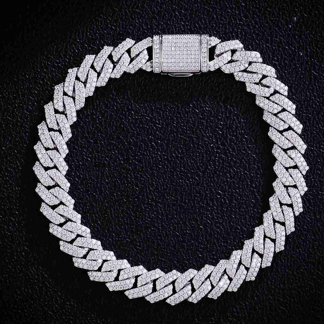10mm Cuban Chain Bracelet 925 Silver Moissanite Cuban Link Chain Mens Bracelets Cuban Chain