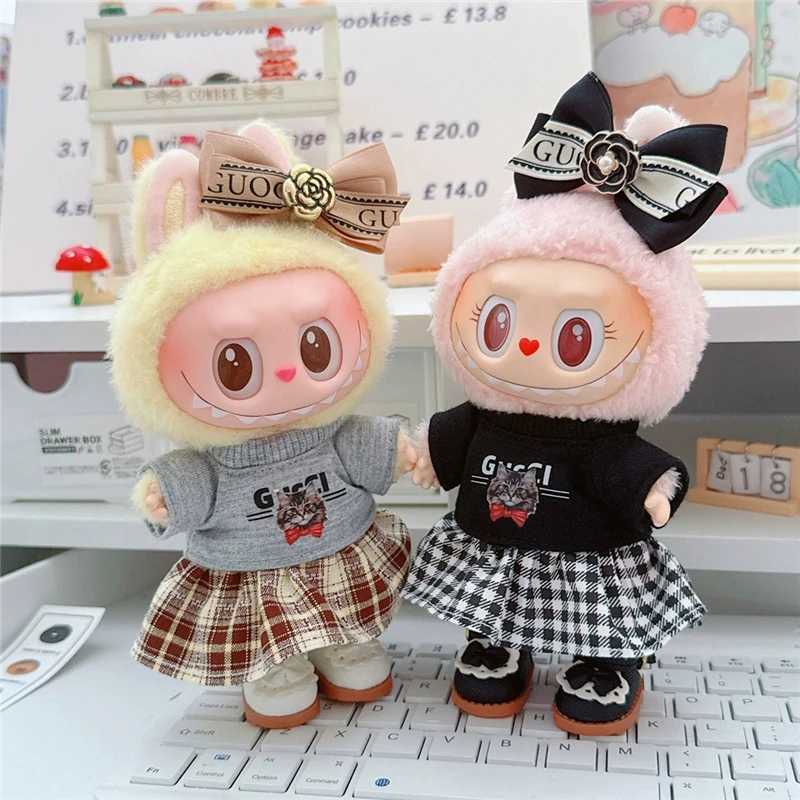15 17cm For Labubu Doll Clothes Luxury Houndstooth Pants Hat Shoes Set Strap Dress Clothing For CryBaby Dollhouse Accessories C250924