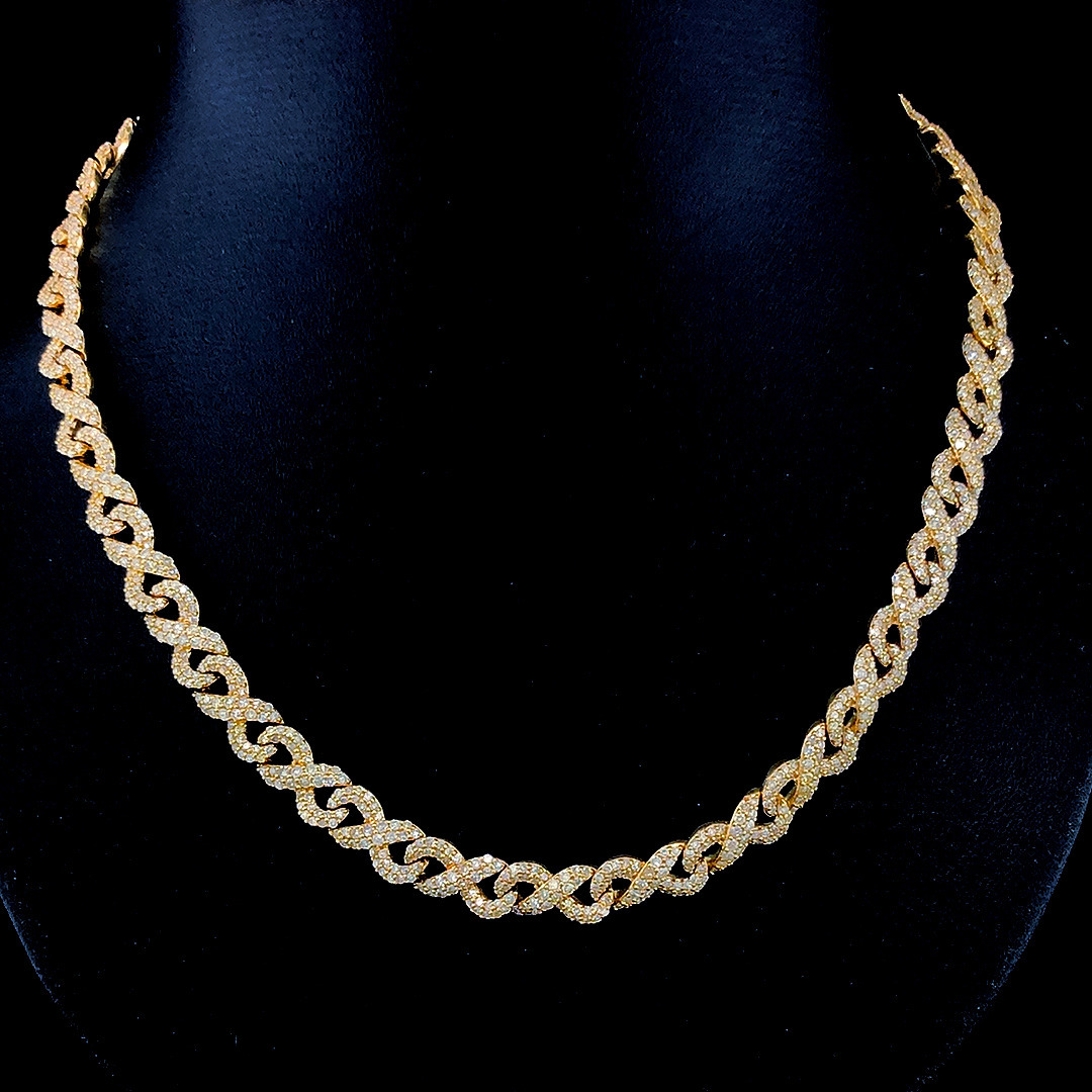 Unisex 925 Silver Cuban Link Chain 15mm 3 Rows Iced Out with Round Brilliant Cut Moissanite Diamonds for Parties