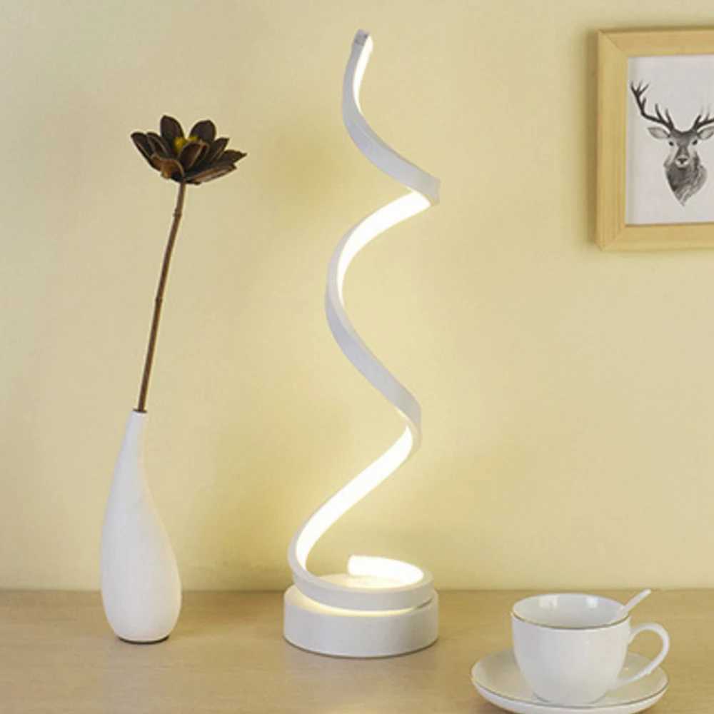 LED Spiral Table Lamp Modern Curved Desk Bedside Lamp Dimmable Warm White Night Light For Living Room And Bedroom C251115