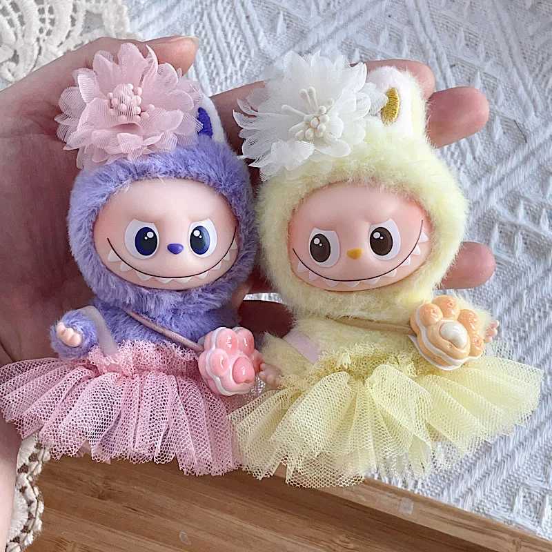 For 10cm Labubu Clothing Set Mini Ballet Skirt outfit New 40 Labubu Clothes Skirt Cat Claw Hair Clip Bag Doll Accessories C250924