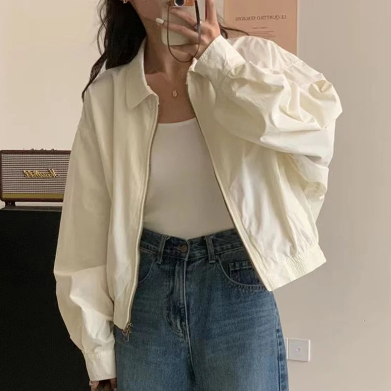 Gidyq Women Baseball Jacket Fashion Korean Streetwear Cropped Loose Outerwear Harajuku Female Casual Zipper Coat Autumn 250116