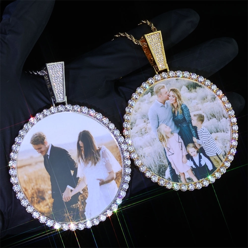 ESKEEM Big Circle Po Medallions Chain Pendant Iced Out Men Hip Hop Memory Picture Pendant Jewelry Christmas Gift 250919bj