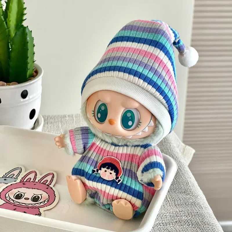 Doll Clothing for 17cm Labubu Mini Doll Clothing Monster Clothing Accessories Winter Monkeys Rainbow Pajamas Doll Clothes C250924