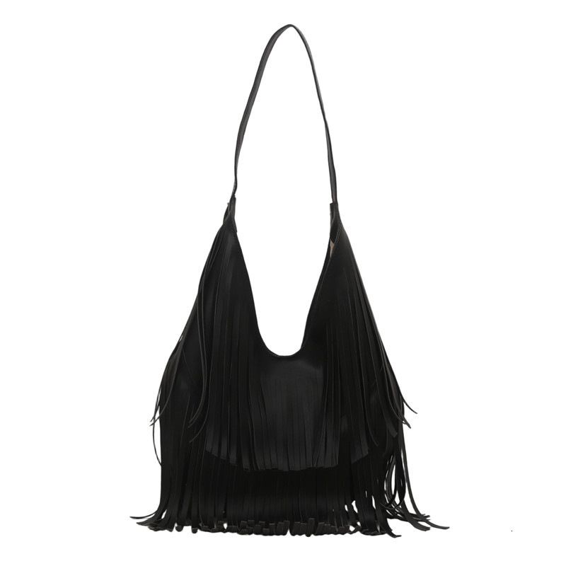 Small Tassels Shoulder Bags Women Korean Fashion Punk Style Underarm Bags Trendy Retro Pu Leather Handbag Female 240924