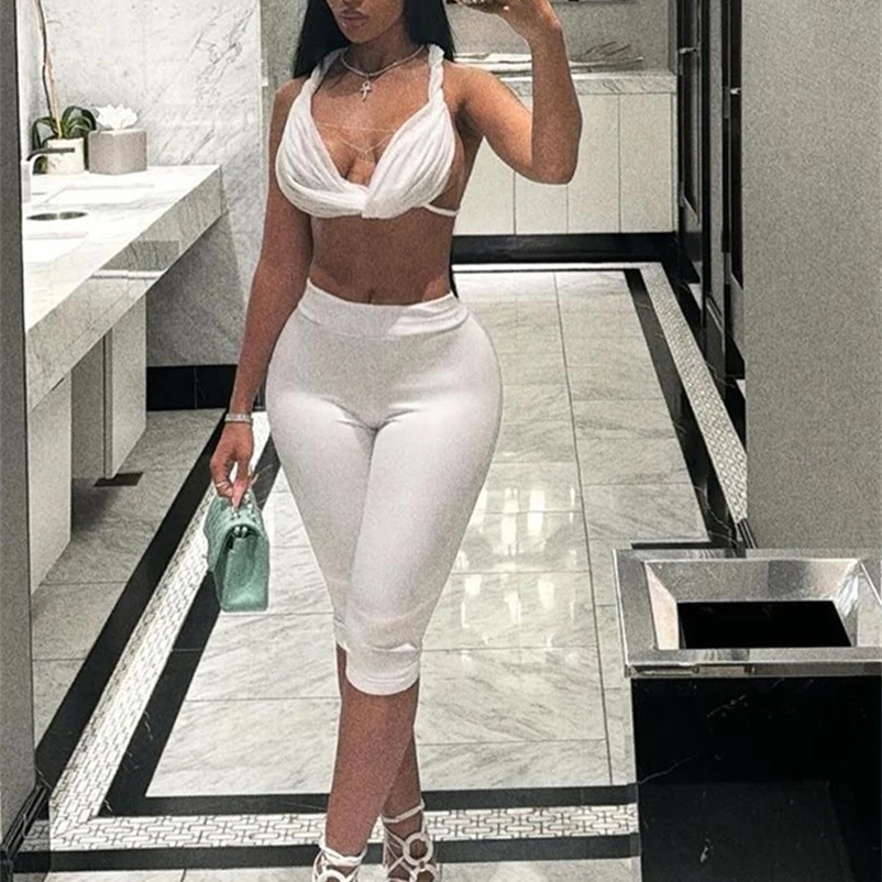 Kliou matching womens 2-piece comfortable suspender ruffled crop canultra-thin elastic shorts womens sexy classic club outfit 250318