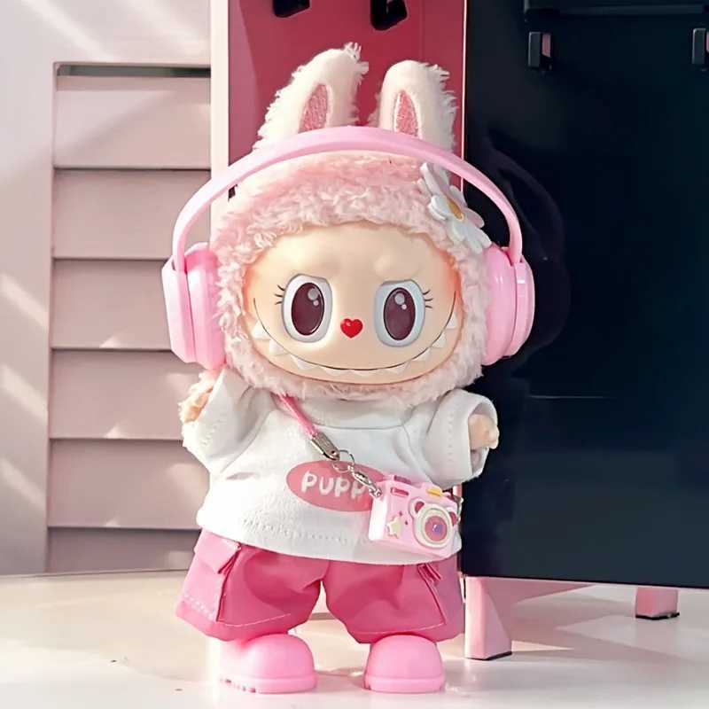 For 1517cm Cute Labubu Dolls Clothes Pink Purple Earphones Tshirts Shorts Outfit Clothing Labubu V1 V2 Diy Toys Accessories C250924
