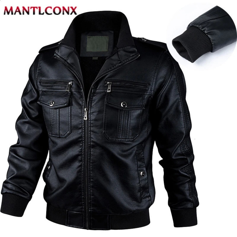 Zip Up Leather Jacket Mens Autumn Winter Vintage Motorcycle for Men Fashion Biker Coats Male Outerwear Windbreak 241217