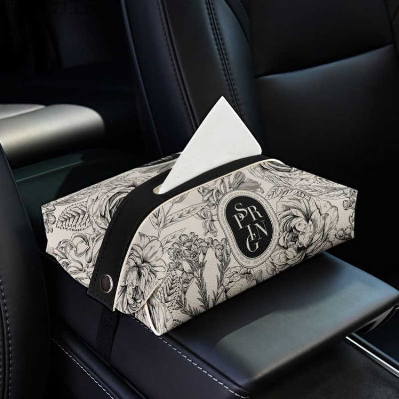 Neoclassical HighValue Floral Car Tissue Box Creative InCar Tissue Box Portable Armrest Box Tissue Box C250924
