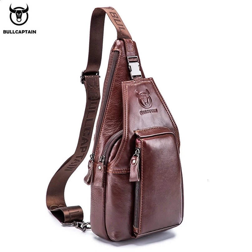 Bullcaptain Mens Genuine Leather Luggage Mens Multi functional Earphones Jack Luggage Casual Messenger Luggage Mens Luggage 240907
