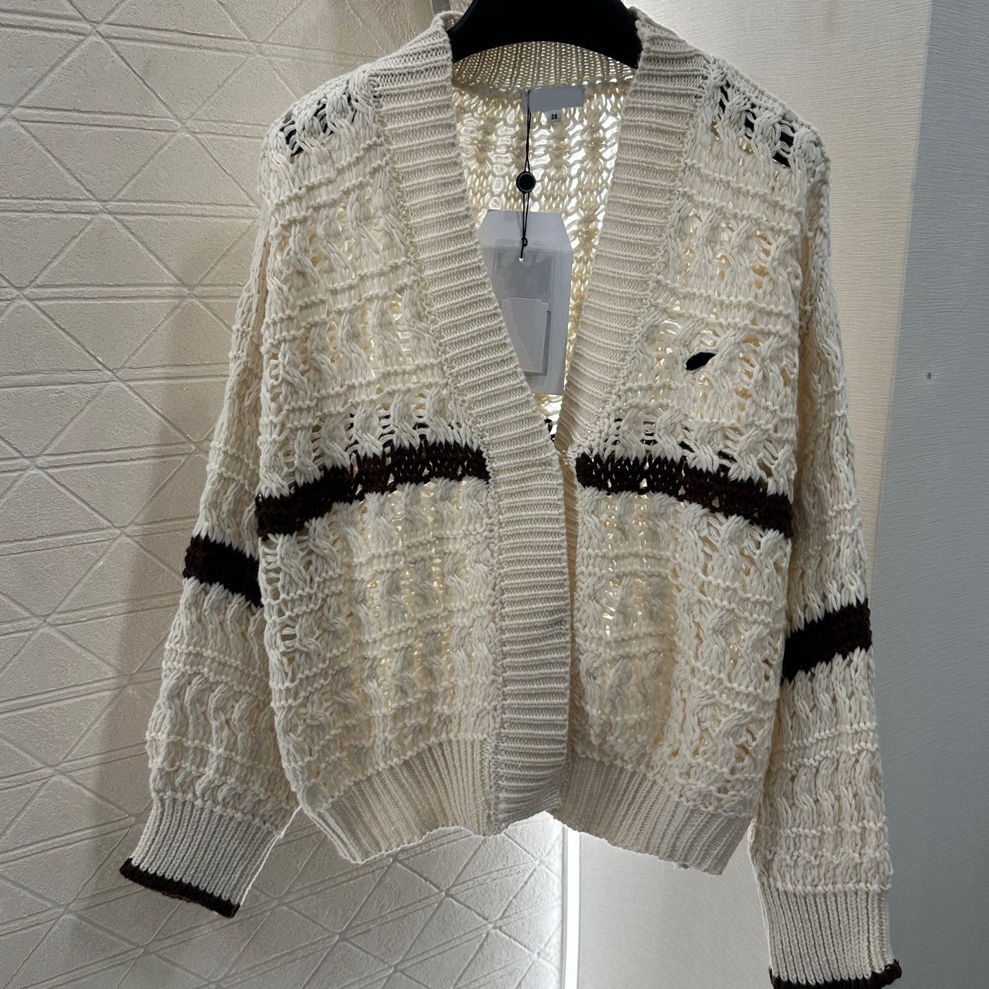 (Order by pic in opt, not by desc) Women's Color-Block Crochet Knit Cardigan - Open-Front Lightweight Sweater Stylish Casual Outerwear for Spring Fall & Daily Layering