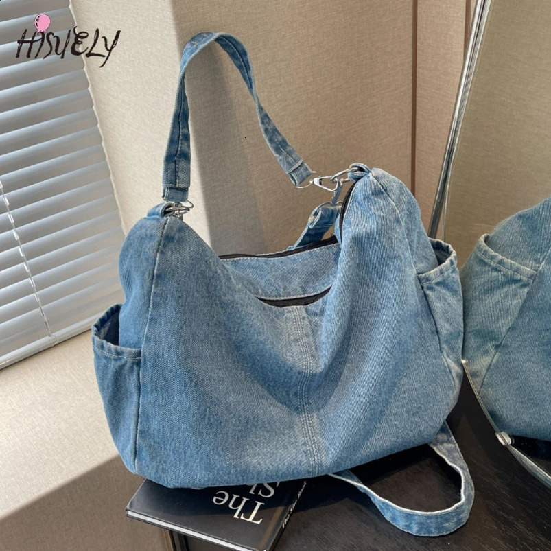 denim canvas messenger bag large homeless cross body with multiple pockets suitable for womens casual shoulder 240919