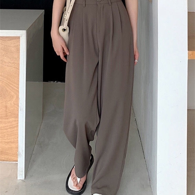 Women's Pants Capris Yitimoky Straight for Women Casual Elegant Vintage Loose Wide Leg Ladies Office Black Trousers High Waist Baggy Korean 22112
