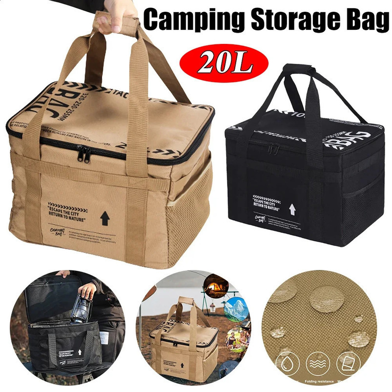 20L25L outdoor camping storage bag cooler lunch box travel table piece handbag tool insulation 240910
