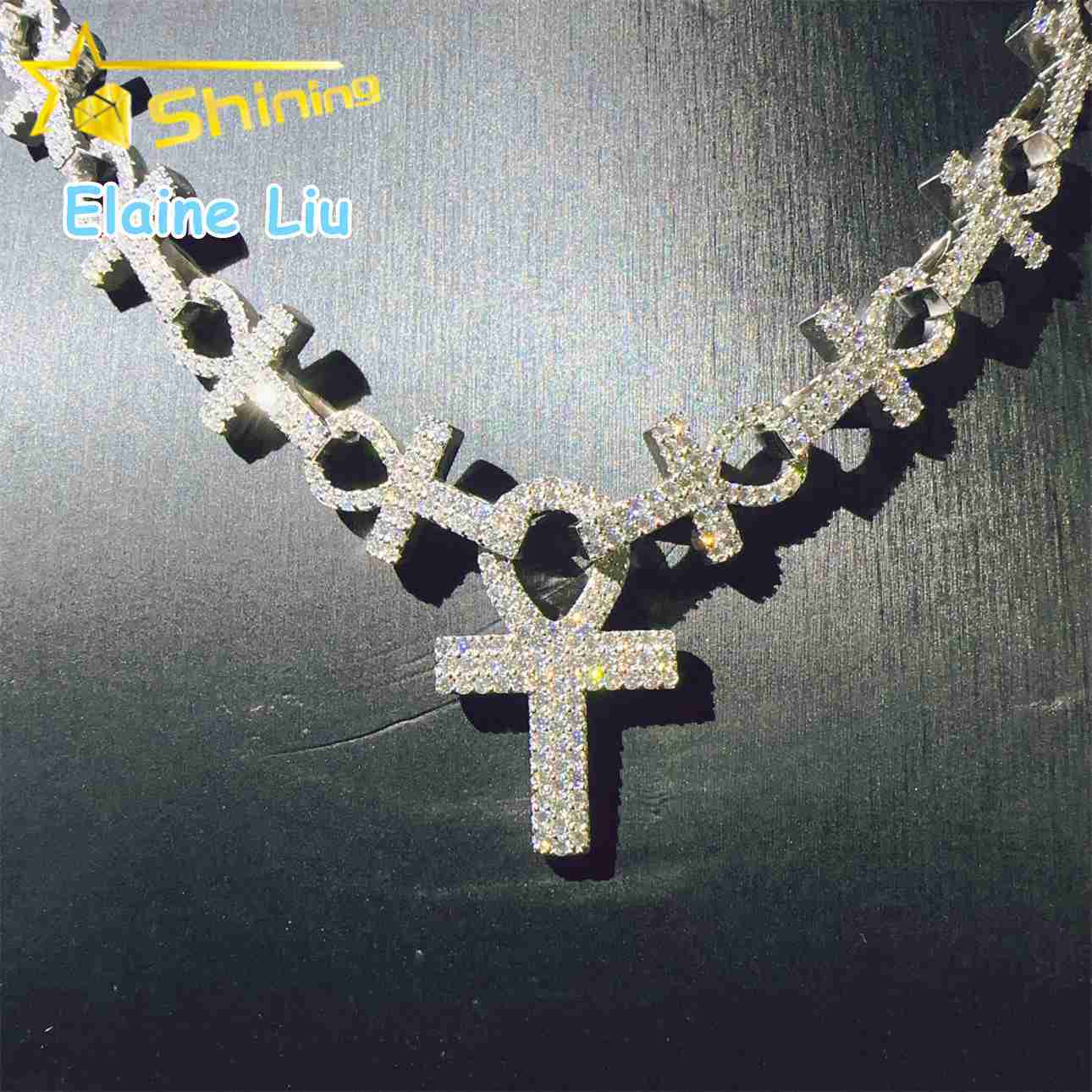 VVS Moissanite Diamond Miami Cuban Necklace 13mm Hip Hop Jewelry Sterling Silver 925 Cuban Link Chain Necklace