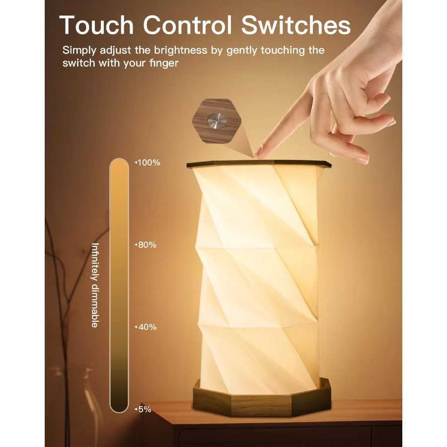 Rechargeable Portable Table Lamp Small Cordless Desk Lamp LED Stepless Dimmable Night Lights Bedside Foldable Paper Lamp for Ho C251115