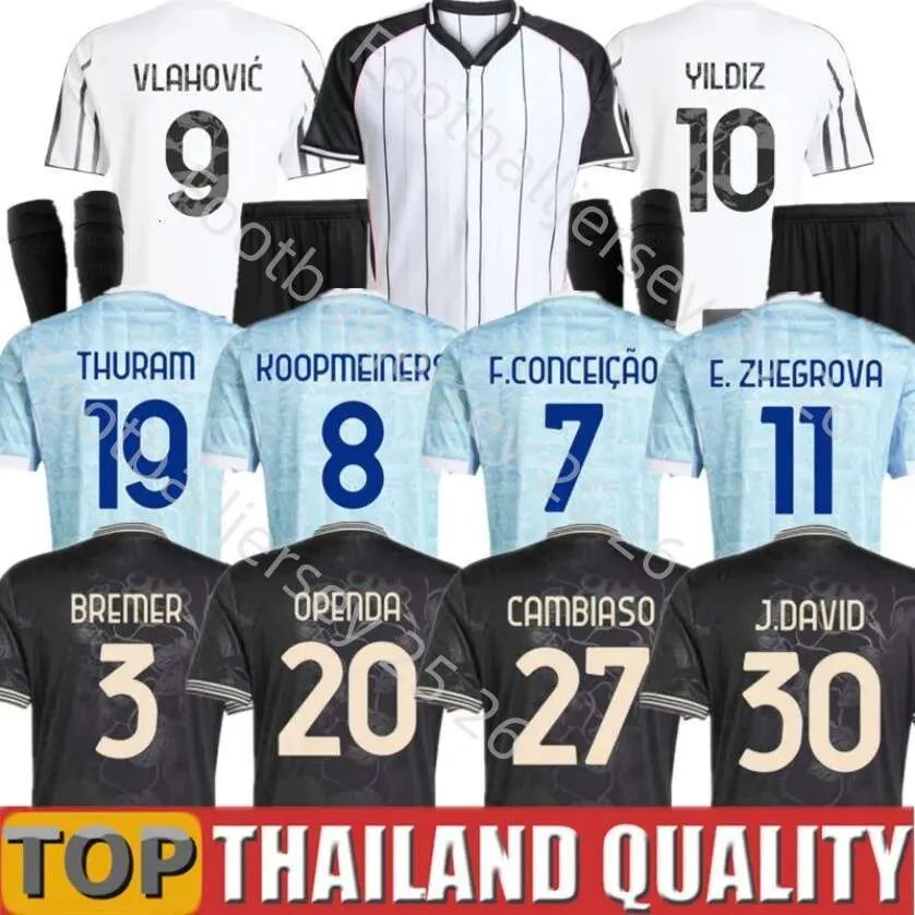 Soccer Jerseys Fans Player Home Away Yildiz Vlahovic F.CONCEICAO DOUGLAS LUIZ Thuram N.GONZALEZ Gatti Kalulu 2025 Football Shirt Men Kids kit Kits Unifor