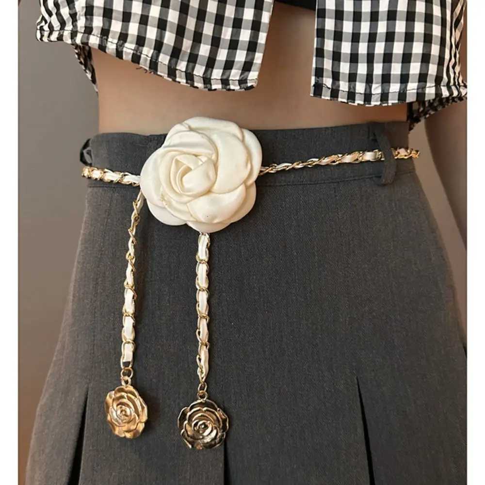 Fashion Allmatch Woman Camellia Waist Chain Waist Decoration Luxury Design Metal Chain Waistband Flower Chain Belt111 D250924