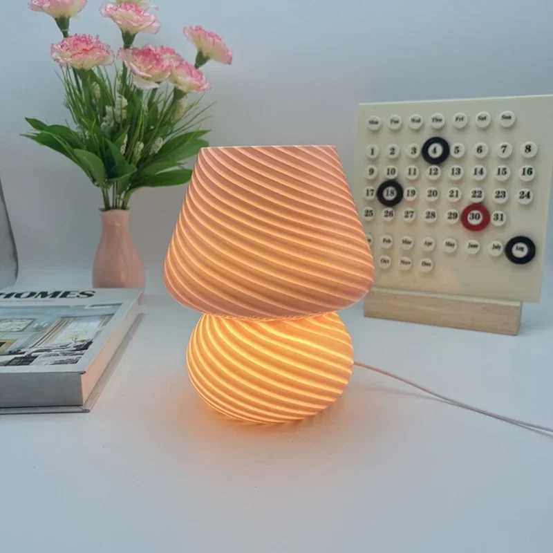 Glass Mushroom Table Lamp Light Night Desk Lamp Room Decor Home Interior Decoration Lighting Lamps Bedside Led Table Bedroom C251115