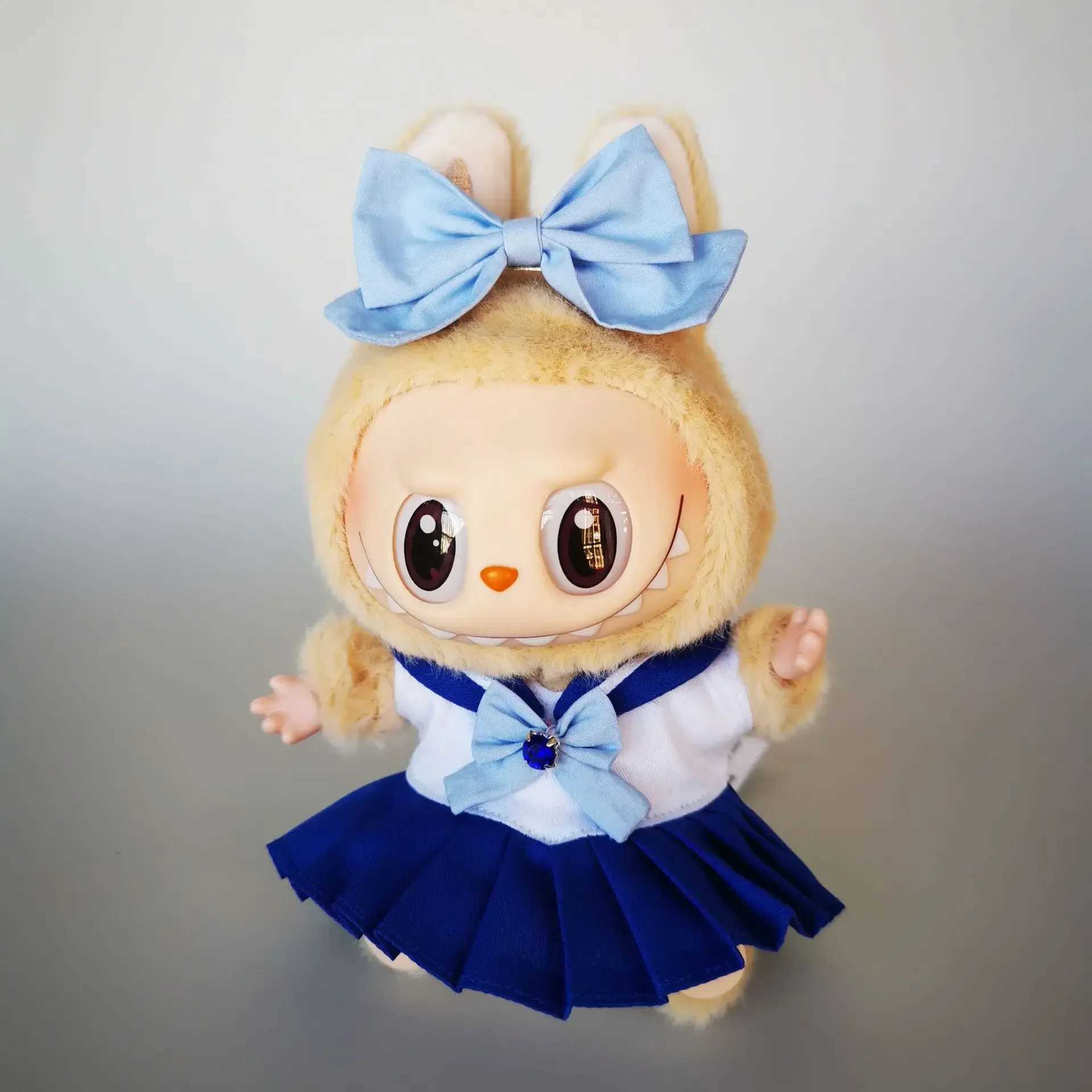 17cm Labubu Clothes Labubu Cute Sailor Uniform Vinyl Doll Labubu Beautiful Girl Warrior Clothes Sitting Party Gifts C250924