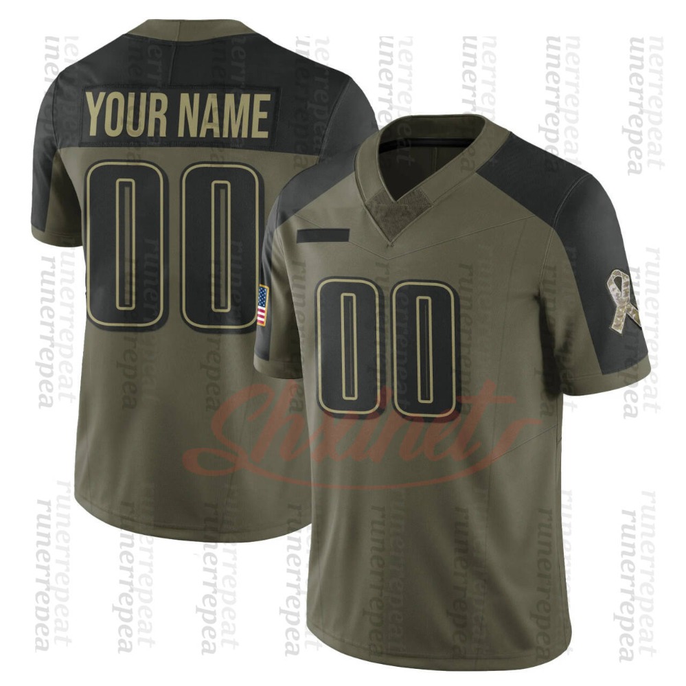 Personalize 2025 Olive Salute To Service Football Jersey gibbs LOVE Allen JEfferson18 barkely hurts1 ST brown jackson rodgers Penix Jr. Young Lamar Williams Henry