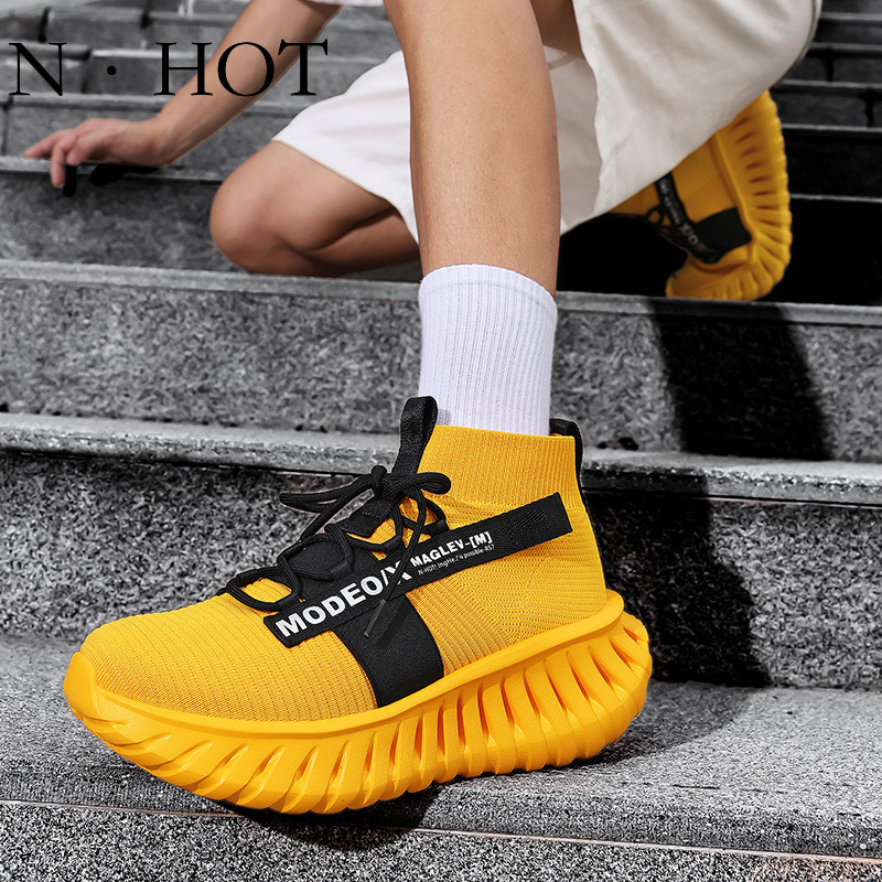 NHOT Designer Luxury Fashion Men's Knife Edge Shock-absorbing Fly Woven Running Shoes Casual High Top Coconut Shoes Trendy And Versatile Outdoor 