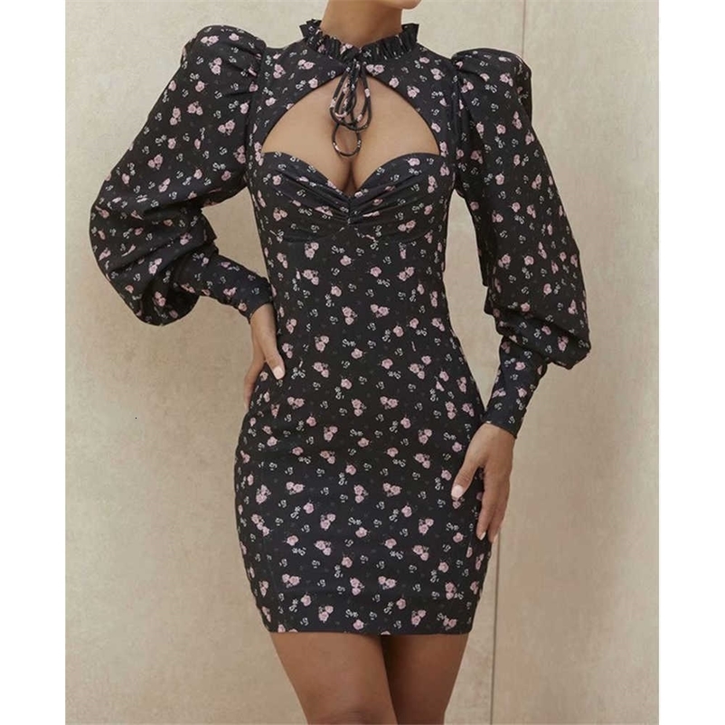 Summer Dress Women Elegant Casual Fashion Chic Lady Puff Sleeve Floral Corset Dress Women Sundress 210709