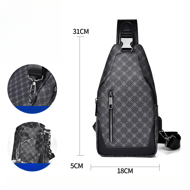 Guguo Designer Bag Commuting Men's Bag Printed Casual Travel Waterproof Men's Crossbody Luxury Bag Bag PVC Outdoor Lightweight Men's Po