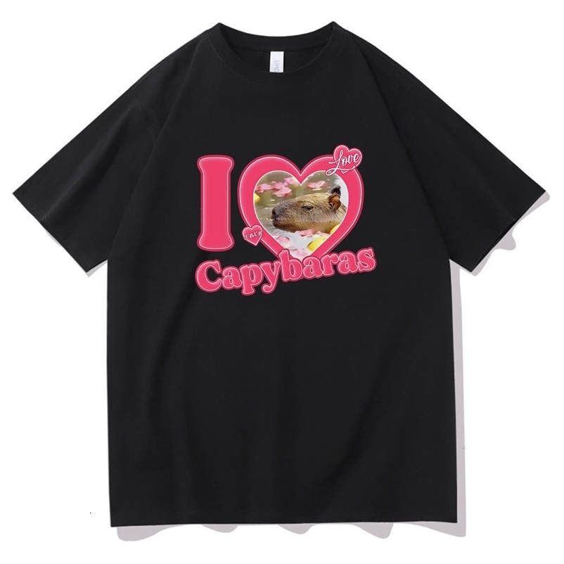 Men's T-Shirts I Love Capybaras Print Men Women Fashion Casual Loose T-shirts Crew Neck Hip Hop Man Funny Tshirt Male Tee Shirt Male Streetwear 2